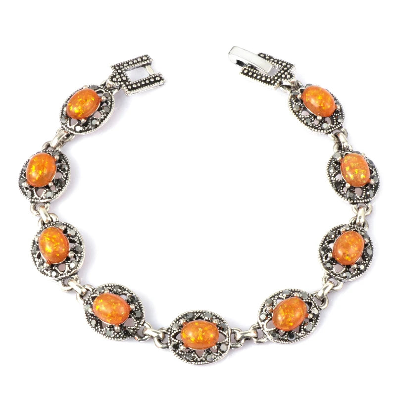 Yellow Opal Chain Bracelets for Woman Boho Style Ethnic Vintage Bangles