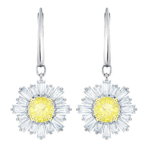 Yellow Sun Crystal Earrings, Romantic Gift For Women