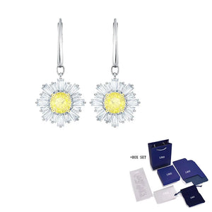 Yellow Sun Crystal Earrings, Romantic Gift For Women