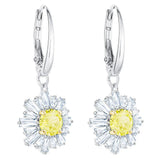 Yellow Sun Crystal Earrings, Romantic Gift For Women