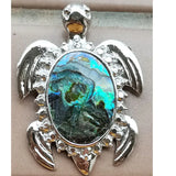 Abalone Shell Turtle Pendant Bead WB1046