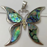 Abalone Shell Butterfly Heart Pendant Bead WFH337