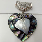 Abalone Shell Butterfly Heart Pendant Bead WFH337