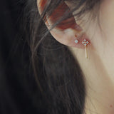 Zhemei S925 Sterling Silver Plated Diamond Earrings