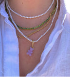 Zircon Resin Bear Pendant Heart Choker Necklace