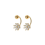 Zircons 4 Petals Flower Earrings 925 Sterling Silver Ear Hook