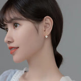 Zircons 4 Petals Flower Earrings 925 Sterling Silver Ear Hook