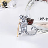 Zodiac Cartoon Gray Mouse Gender Pin Corsage Brooch