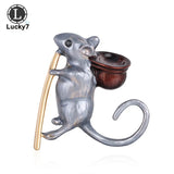 Zodiac Cartoon Gray Mouse Gender Pin Corsage Brooch
