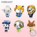 Zoo Series Fox Lion Sloth 925 Silver Charm Beads for Europe Bracelet DIY