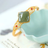 Hollow Hetian Jade Bracelet Ladies Silver Jewelry