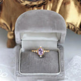 Amethyst Inlaid Adjustable Ring Court Charm Sweet Lady Jewelry