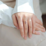 Amethyst Inlaid Adjustable Ring Court Charm Sweet Lady Jewelry