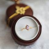 Amethyst Inlaid Adjustable Ring Court Charm Sweet Lady Jewelry