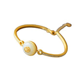 Handcrafted Zircon Inlaid Jade Bracelet - Ladies Jewelry