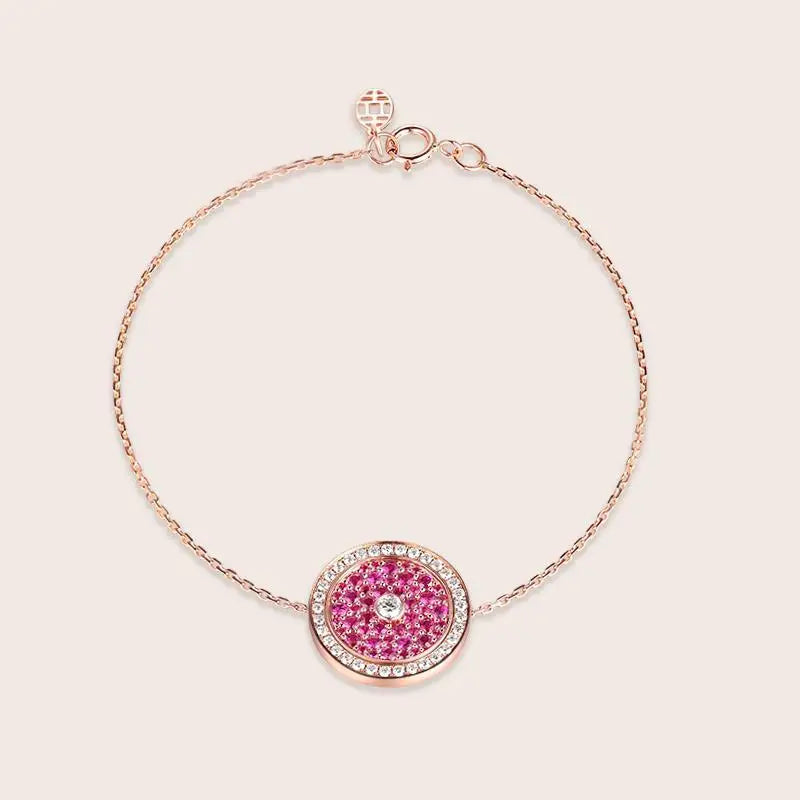 Peace Clasp Bracelet with Rose Inlay & Ancient Chinese Design