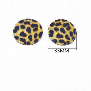100pcs 35mm Leopard Print Acrylic Round Charms for Earrings Jewelry Making