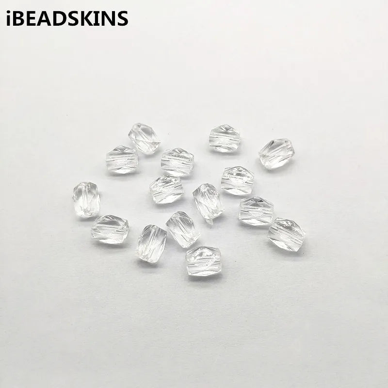 Clear Acrylic Faceted Cuboid Beads for Jewelry Making