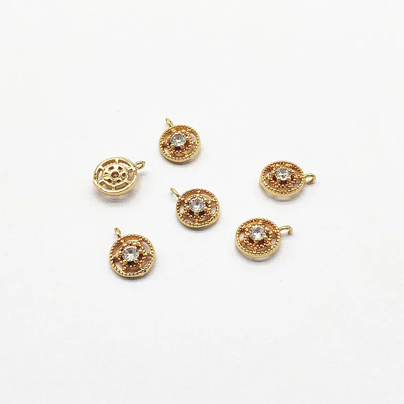 CZ Round Shape Charm for Earrings DIY - 100pcs