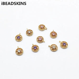 CZ Round Shape Charm for Earrings DIY - 100pcs