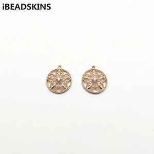 50pcs Copper/Zircon Round Charm for Jewelry Making DIY
