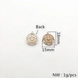 50pcs Copper/Zircon Round Charm for Jewelry Making DIY