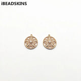 50pcs Copper/Zircon Round Charm for Jewelry Making DIY