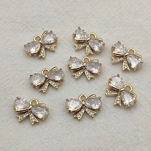 50pcs Cubic Zirconia Bows Charm For DIY Earrings