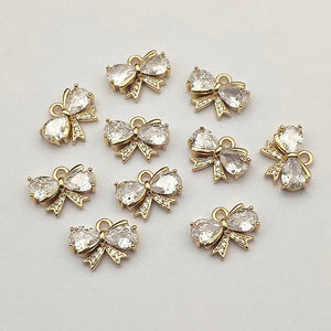 50pcs Cubic Zirconia Bows Charm For DIY Earrings