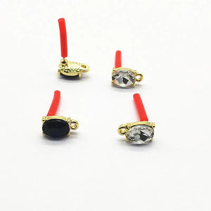 Crystal Oval Ear Studs 100pcs for Earrings Making