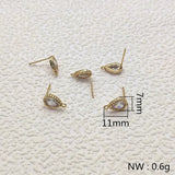 11x7mm Zircon Drop Ear Stud 50pcs for Earring DIY