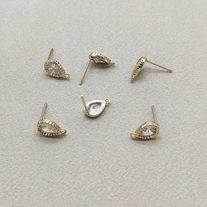 11x7mm Zircon Drop Ear Stud 50pcs for Earring DIY