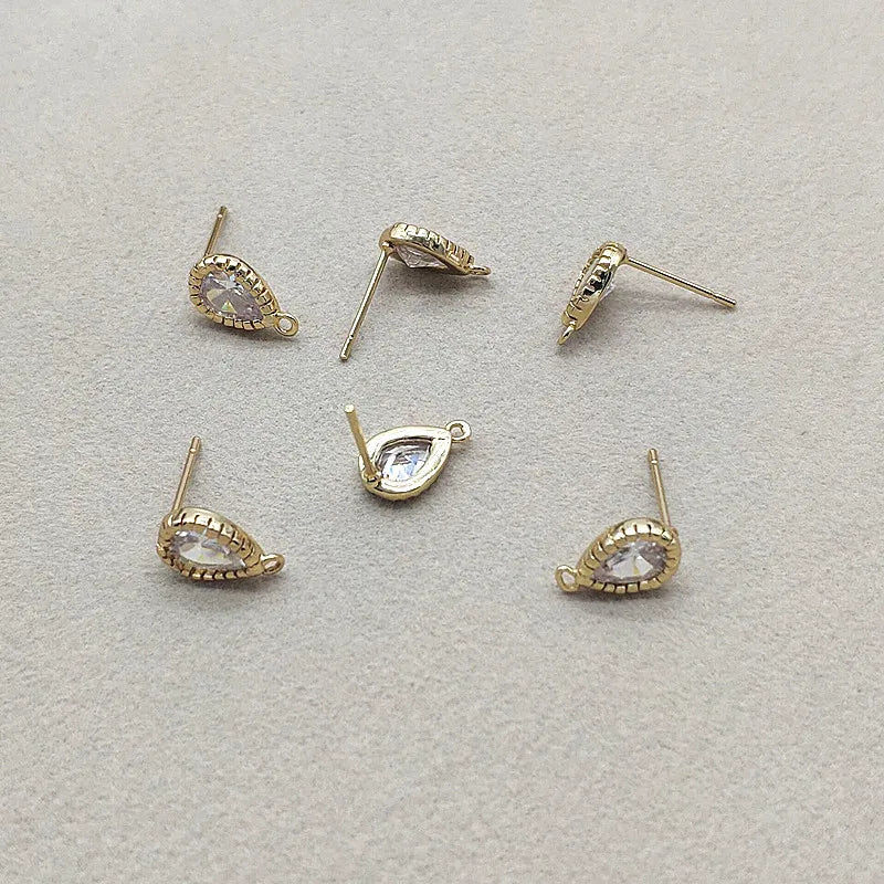 11x7mm Zircon Drop Ear Stud 50pcs for Earring DIY