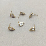 11x7mm Zircon Drop Ear Stud 50pcs for Earring DIY