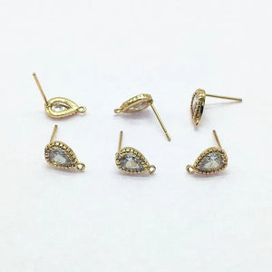 11x7mm Zircon Drop Ear Stud 50pcs for Earring DIY