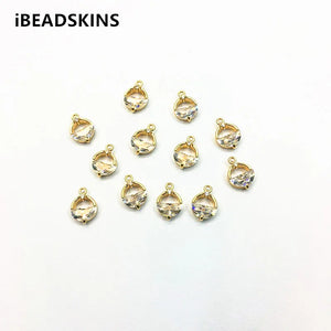Copper/CZ Round Charm 11x8mm 50pcs for Earrings/Necklace DIY