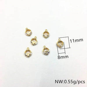 Copper/CZ Round Charm 11x8mm 50pcs for Earrings/Necklace DIY