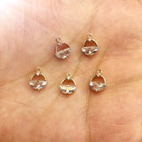 Copper/CZ Round Charm 11x8mm 50pcs for Earrings/Necklace DIY