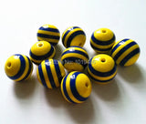 Chunky Striped Resin Round Beads for DIY Jewelry