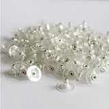12 Pcs Silver Plated Earring Back Plastic Earnuts 11x6mm Jewelry
