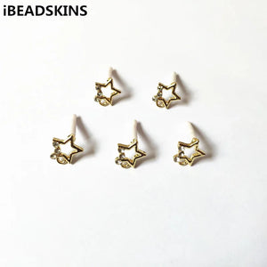 12mm Zinc Alloy Rhinestone Star Stud Earring, 100pcs