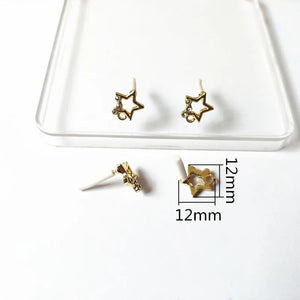 12mm Zinc Alloy Rhinestone Star Stud Earring, 100pcs