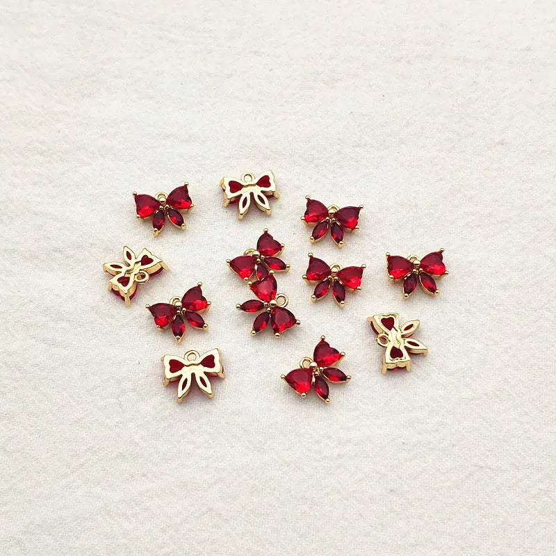 12x10mm CZ Bows Charm Earring DIY Parts 50pcs