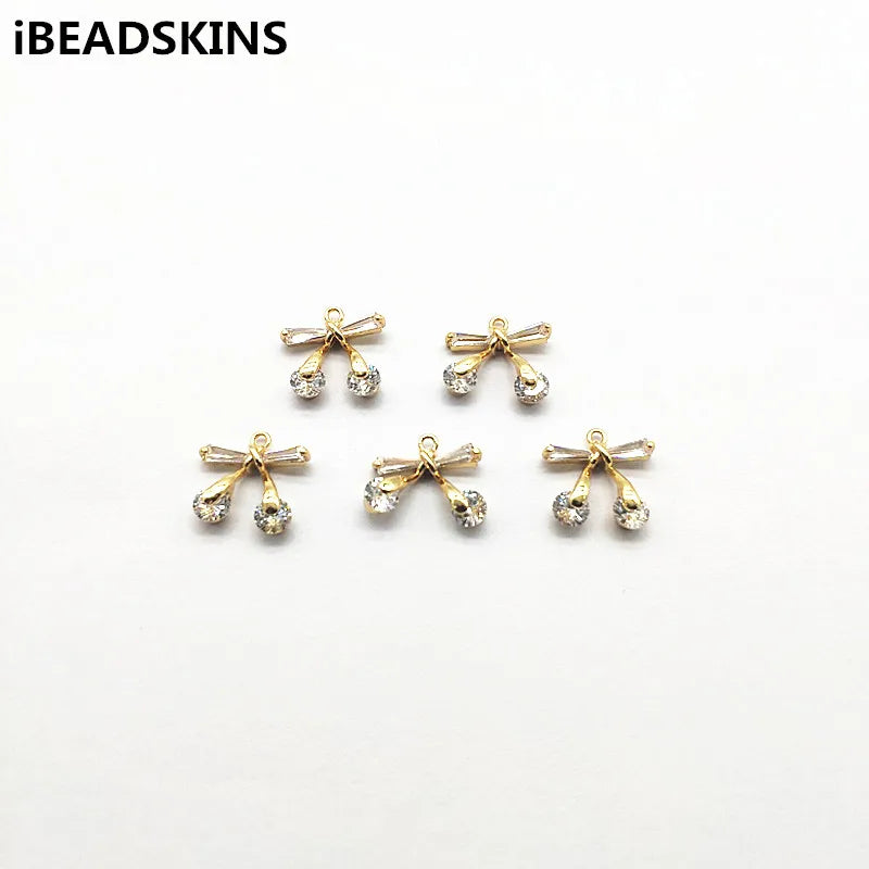 20pcs Zircon Bows Charm Earrings Making Jewelry DIY