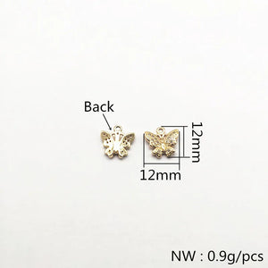 12x12mm Butterfly CZ Charm Copper Earrings DIY