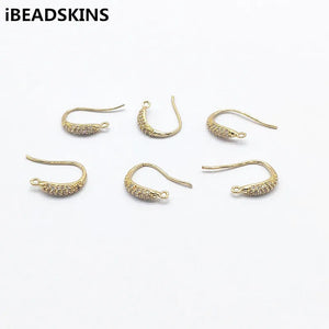 50pcs Copper/Cubic Zirconia Ear Hook Jewelry Earrings Parts