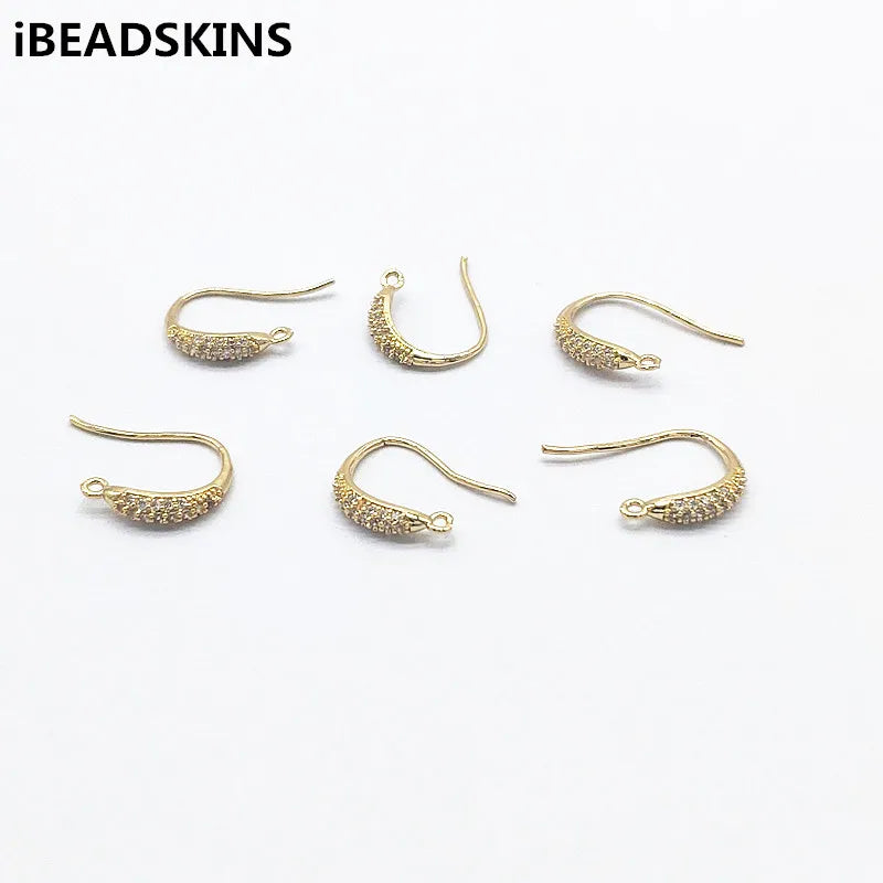 50pcs Copper/Cubic Zirconia Ear Hook Jewelry Earrings Parts