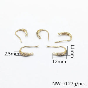 50pcs Copper/Cubic Zirconia Ear Hook Jewelry Earrings Parts