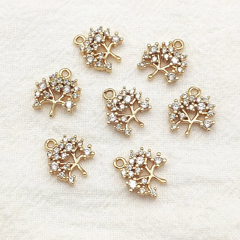 CZ Copper Charm DIY Jewelry Findings - 13X11mm 50pcs