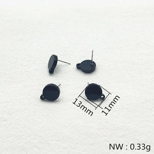 100pcs Acetic Acid Round Ear Stud for DIY Earrings, 13x11mm